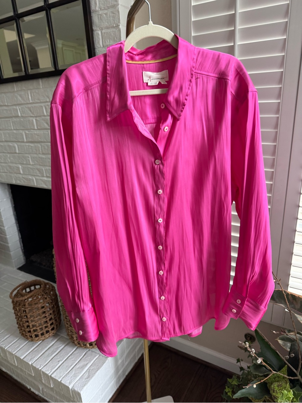 Anthropologie Silky Iridescent Buttondown Shirt